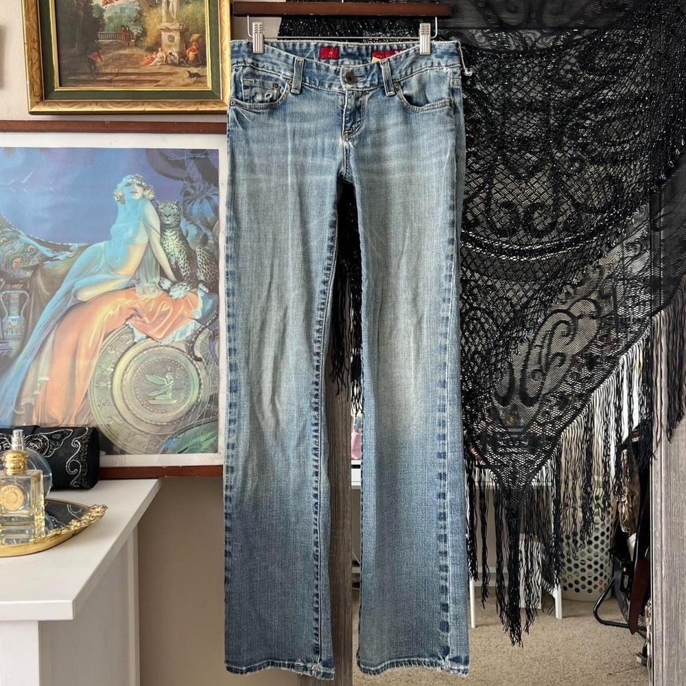 X2 Women Low Rise Bootcut Jeans Distressed Blue Y2K Denim Size 2L